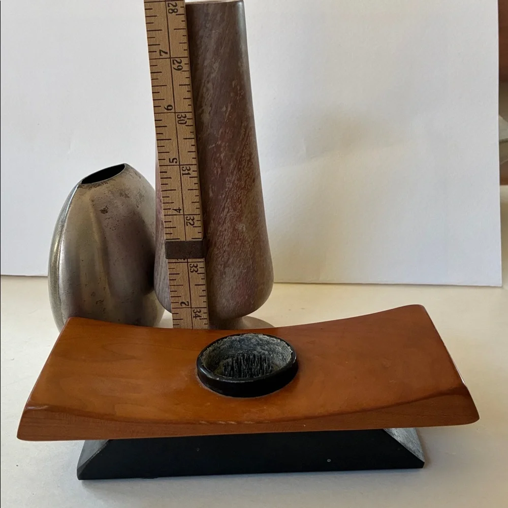 Vases Set/3 1 Ichebana Vase Unique 1 MCM Vase 1 MCM Disk Vase 1 Stone Vase